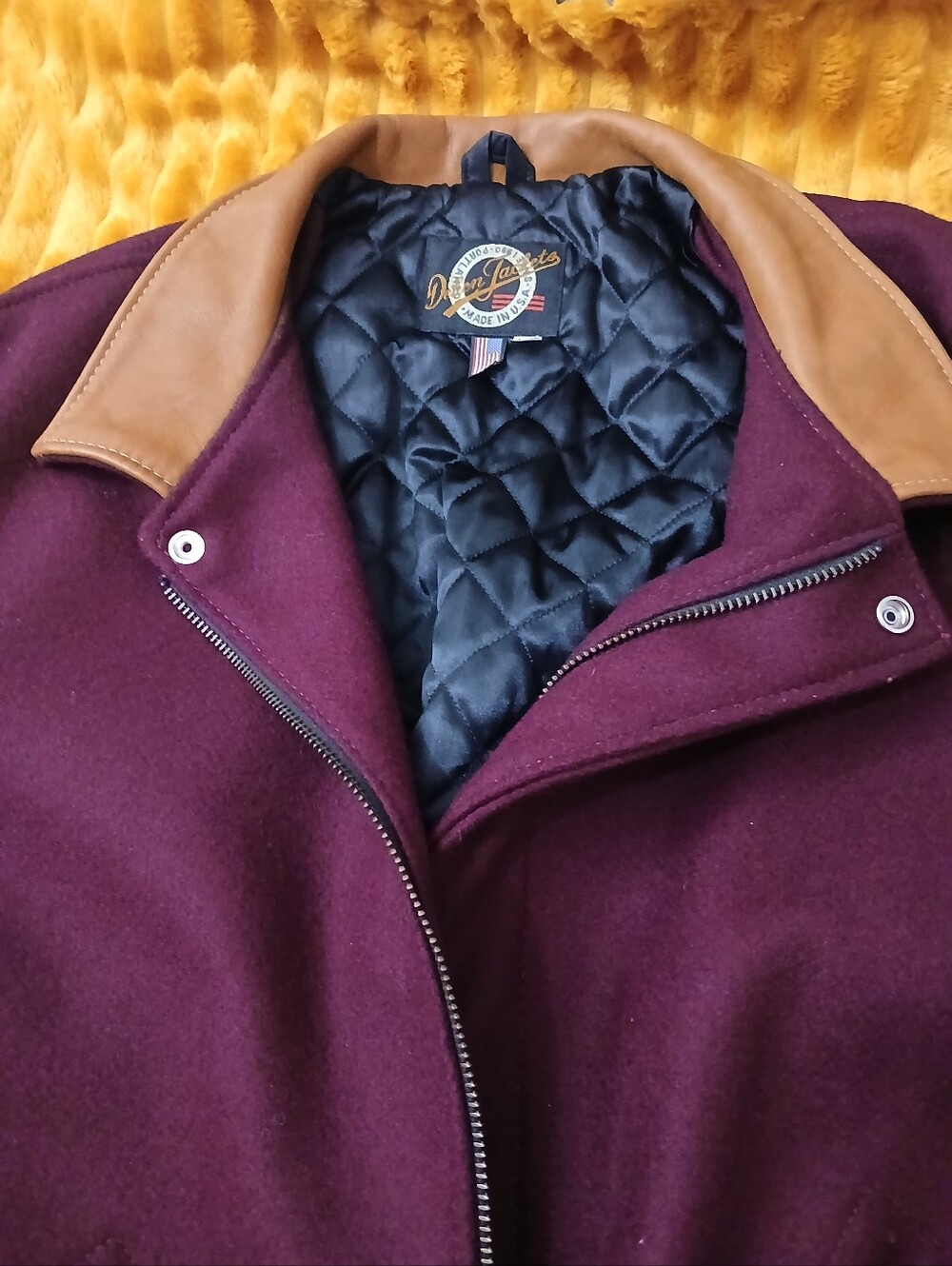 VTG Maroon Dehen 1920 Varsity Jacket Wool Body Leather Sleeves USA Made